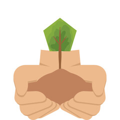 Two Hand Holding Giving Tree Plant Nature Life Green
