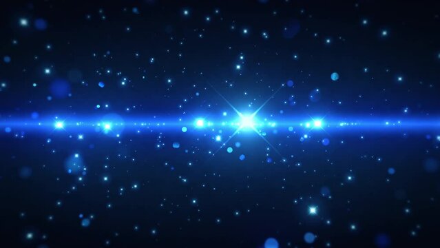 光源が爆発して星や玉ボケが飛び出す宇宙空間のようなタイトル背景　ループ