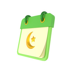 3d illustration of islamic calendar icon. 3d render suitable for design element.