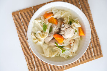 chicken, beancurd, and carrot soup