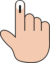 Indian Voter Hand Illustration Icon with voting sign and ink pointing vote for India behind on election commission of India background.