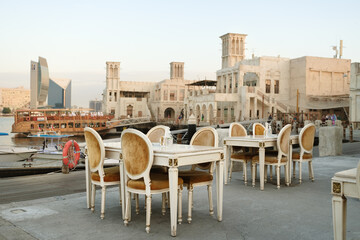 Outdoor restaurant at Al Seef in Dubai, UAE