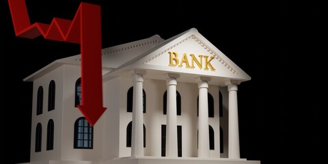 Bank collapse crisis conceptual 3d rendering bankruptcy illustration.