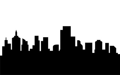 Naklejka premium Silhouette of city and downtown with skyscraper isolated template