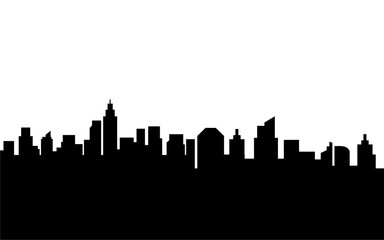 Silhouette of city and downtown with skyscraper isolated template