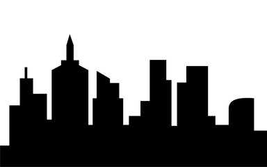 Obraz premium Silhouette of city and downtown with skyscraper isolated template