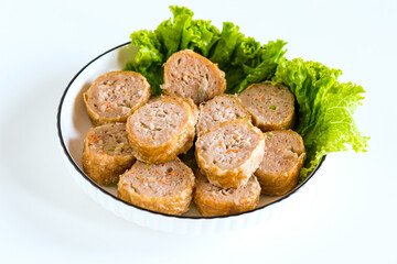 Chinese spring roll in plate