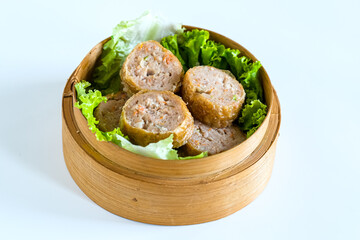 Chinese spring rolls in basket
