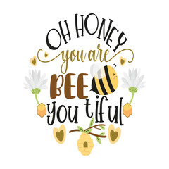 Bee Quotes Illustration. Motivational Inspirational Quotes Design With Bees Illustration.