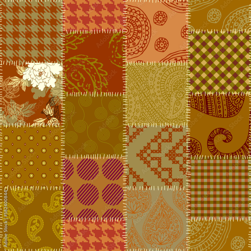 Poster geometric abstract pattern. intersection patchwork plaid style