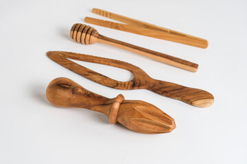 Wooden Kitchen utensil isolated white background