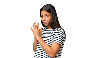 Young African american woman over isolated background scheming something