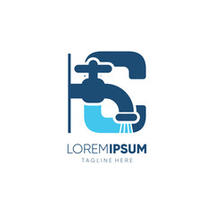 Letter C Initial Water Faucet Logo Design Vector Icon Graphic Emblem Illustration