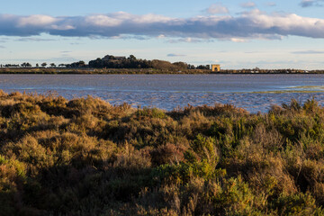 Presqu'île et cathédrale de Maguelone depuis l'Esclavon