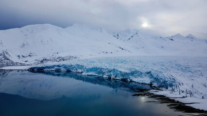 Fototapeta na wymiar Aerial view Alaska Mountain Range with Snow and Glacier 