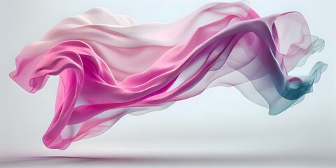 Full Piece of flowing fabric with white background, Ai Generative