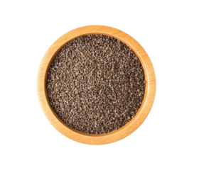 Perilla herb seed in wood bowl on transparent png.