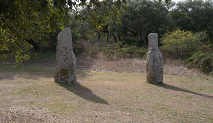 tomb of the giants and menhirs of the archaeological park of Pranu Matteddu in Goni in southern Sardinia
