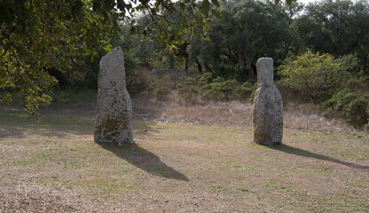 tomb of the giants and menhirs of the archaeological park of Pranu Matteddu in Goni in southern...