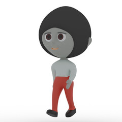 3d cute person walking