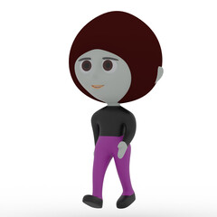3d cute person walking
