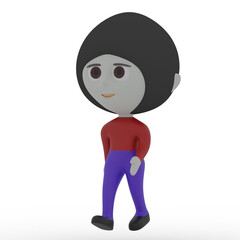 3d cute person walking
