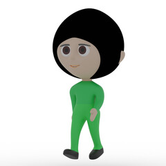 3d cute person walking