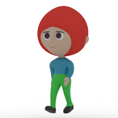 3d cute person walking