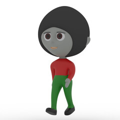 3d cute person walking