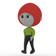 3d cute person walking