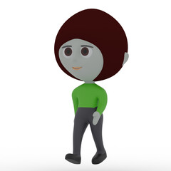 3d cute person walking