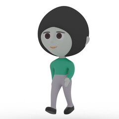 3d cute person walking