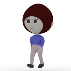 3d cute person walking