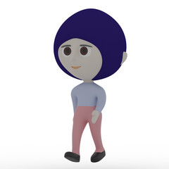 3d cute person walking