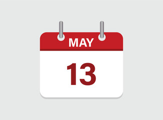 13th May calendar icon. Calendar template for the days of May.