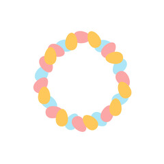 Festive Easter wreath of colorful eggs
