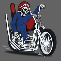 skeleton is riding bike in dark night vector illustrator  