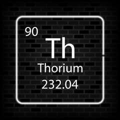 Obraz premium Thorium neon symbol. Chemical element of the periodic table. Vector illustration.