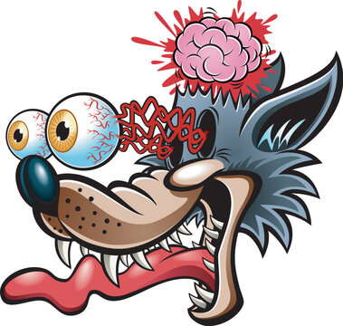 cartoon wolf with eyes popping out