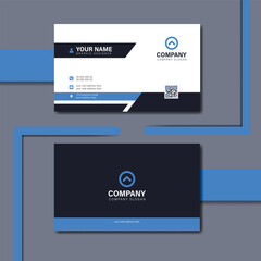 Double-side professional modern blue business card, Creative clean visiting card design, Corporate modern blue business card