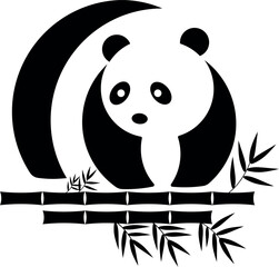 Giant panda negative space logo design