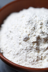 White wheat flour prepared for cooking in a bakery