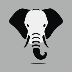 Simple black and white elephant head vector logo