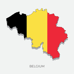 Belgium map and flag. Detailed silhouette vector illustration