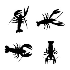 Crayfish Character sea animal on deep background. Wild life illustration. Underwear world. Vector illustration.