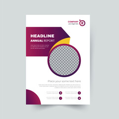 Brochure creative design. Multipurpose template with cover, back and inside pages. Trendy minimalist flat geometric design. Vertical a4 format.