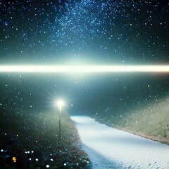 lights  in the snow, blurry lights