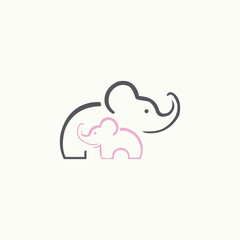 Cute elephants Family logo.