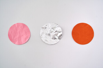 tinfoil pink and orange paper dots 