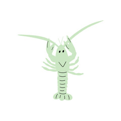 Crayfish Character sea animal on deep background. Wild life illustration. Underwear world. Vector illustration.